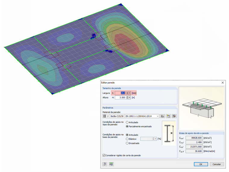 Caixa de diálogo "Editar parede" com a especificação da largura "t" em [mm]
