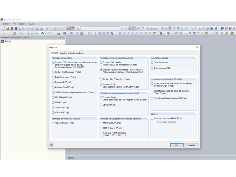 Formatos de importação do RFEM