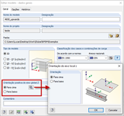 Definição positiva de esforços internos para eixos locais z para baixo