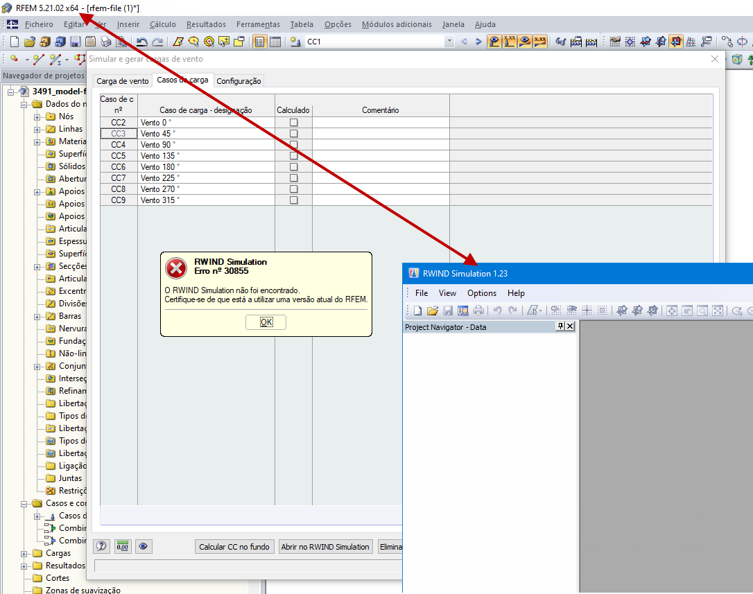 Números de versão diferentes