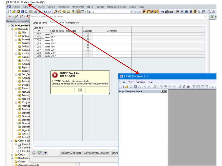 Números de versão diferentes