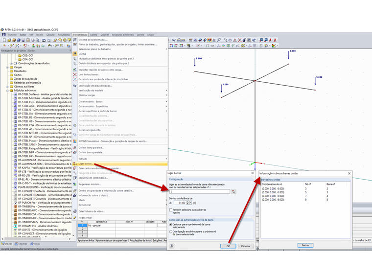 Função "Ligar barras"