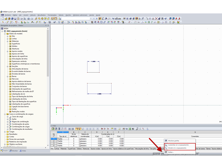 Barra de estado – GRELHA do menu de atalho