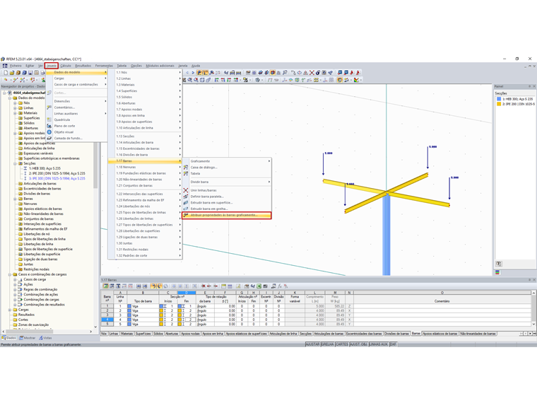 Função "Atribuir propriedades às barras graficamente"