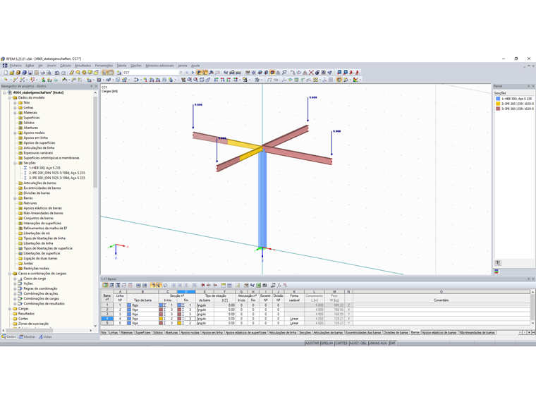 Sistema estrutural após a atribuição gráfica das propriedades da barra