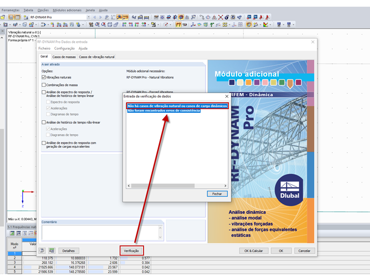Mensagem após a verificação