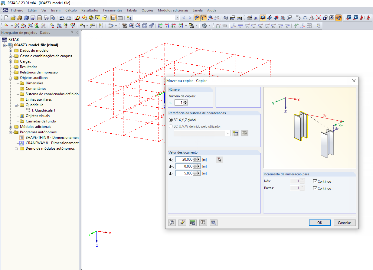 Copiar a grelha de linhas utilizando "Mover ou Função Copiar "