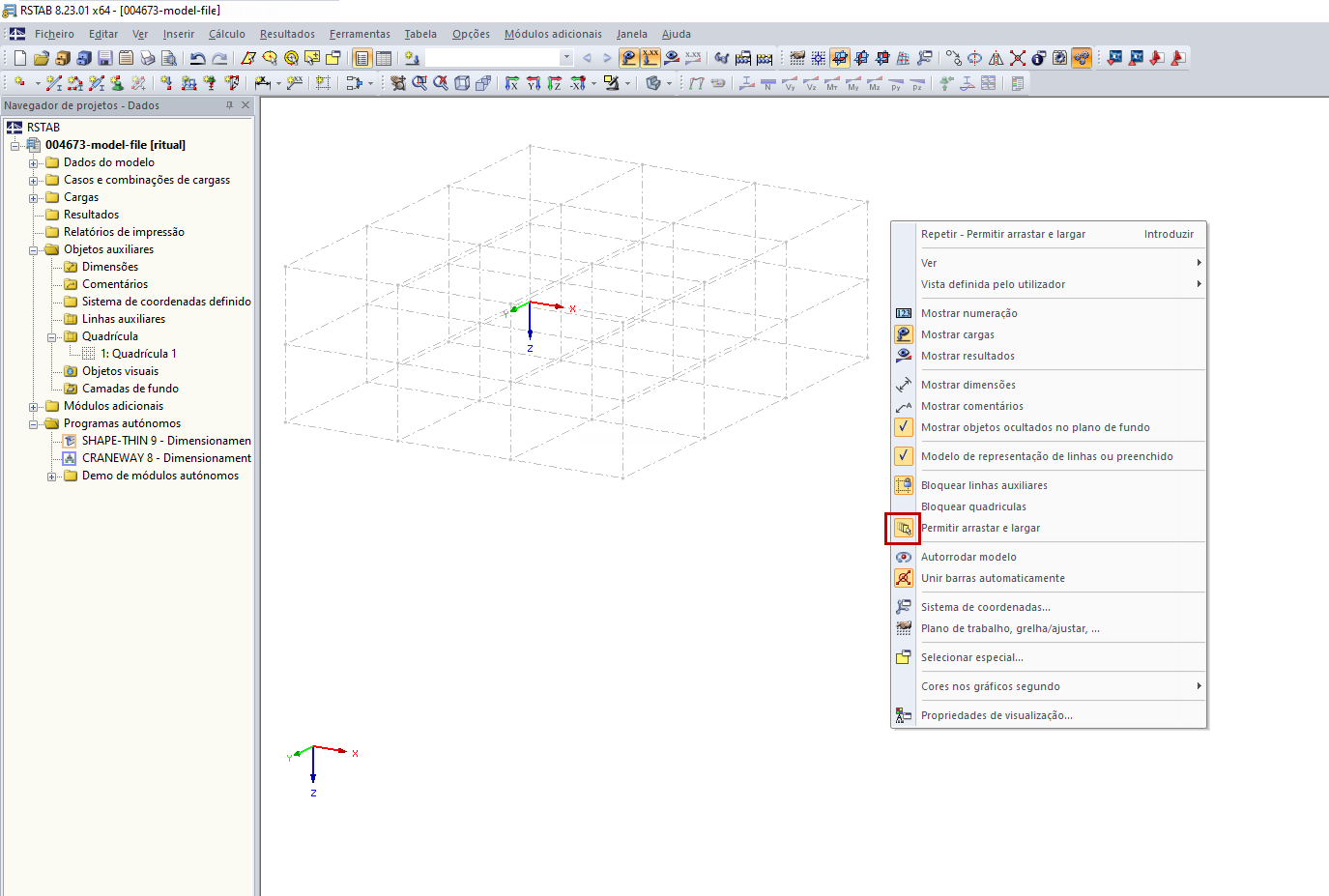 Ativação de "Ativar arrastar e soltar"