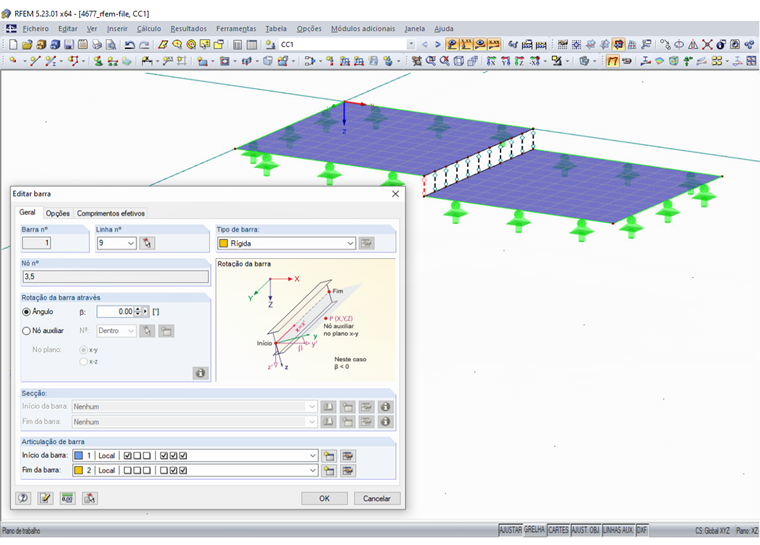 Acoplamento de superfície utilizando barras rígidas com articulações de barra
