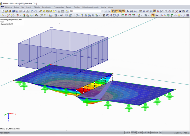 Resultado de um acoplamento de superfícies com barras rígidas