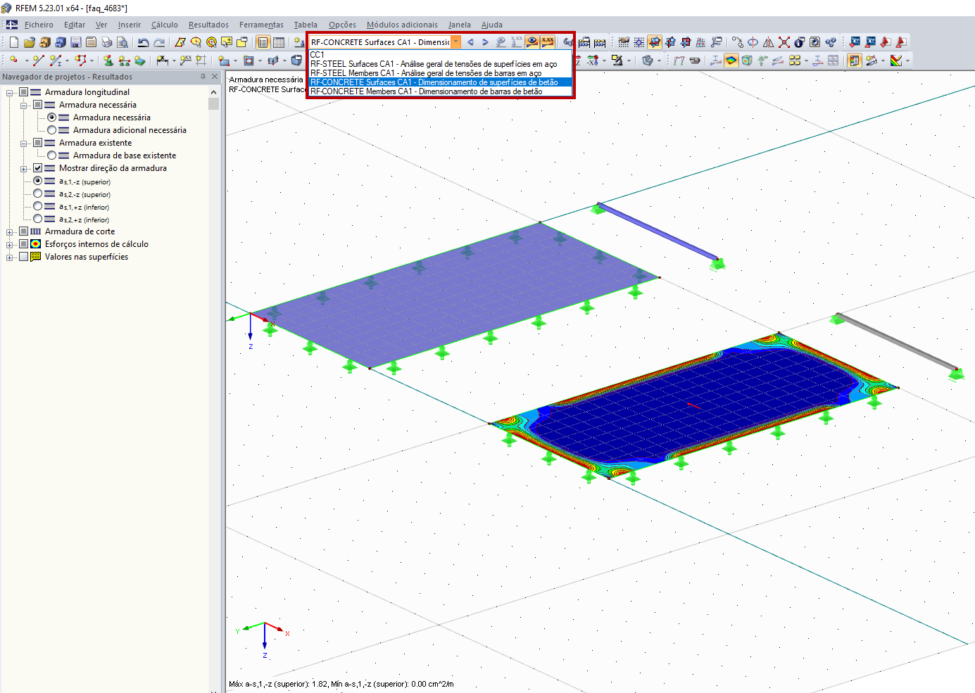 Seleção do caso do módulo para os resultados gráficos