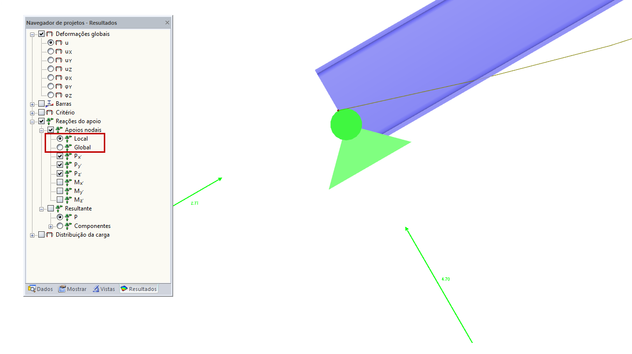 Apresentação das reações de apoio