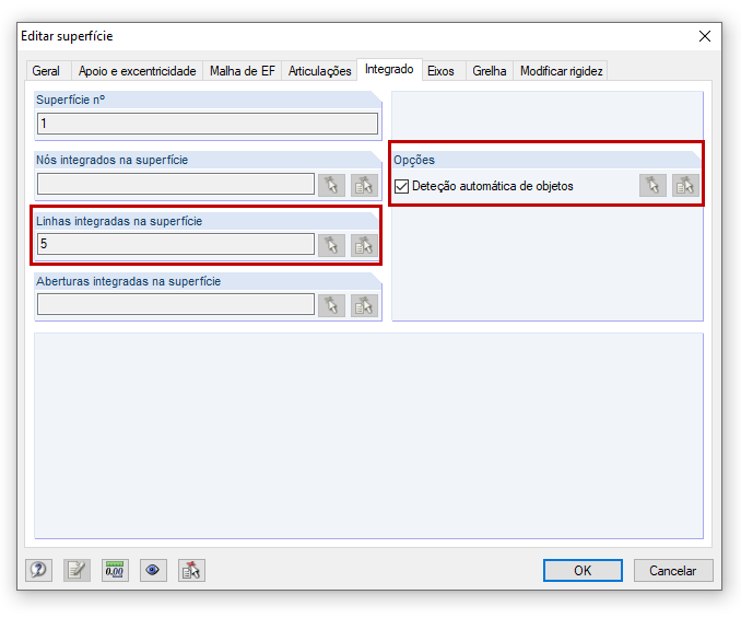 Caixa de diálogo "Editar superfície" → "Integrado"