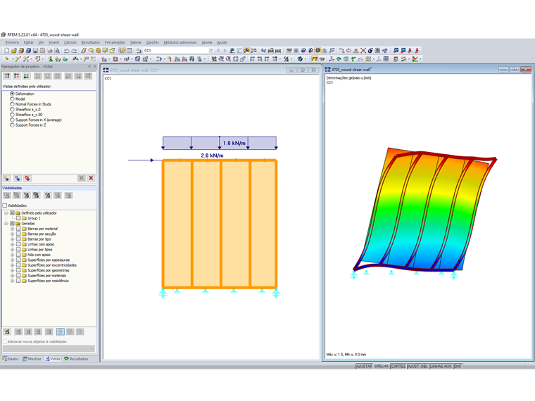 Deformações considerando a flexibilidade da ligação