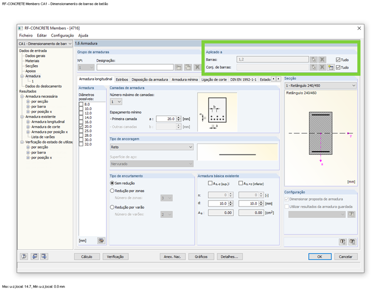 Dimensionamento de conjuntos de barras