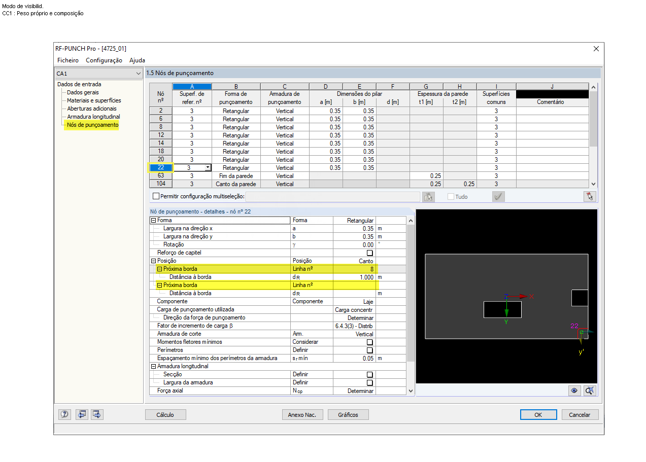 Configuração da borda da superfície