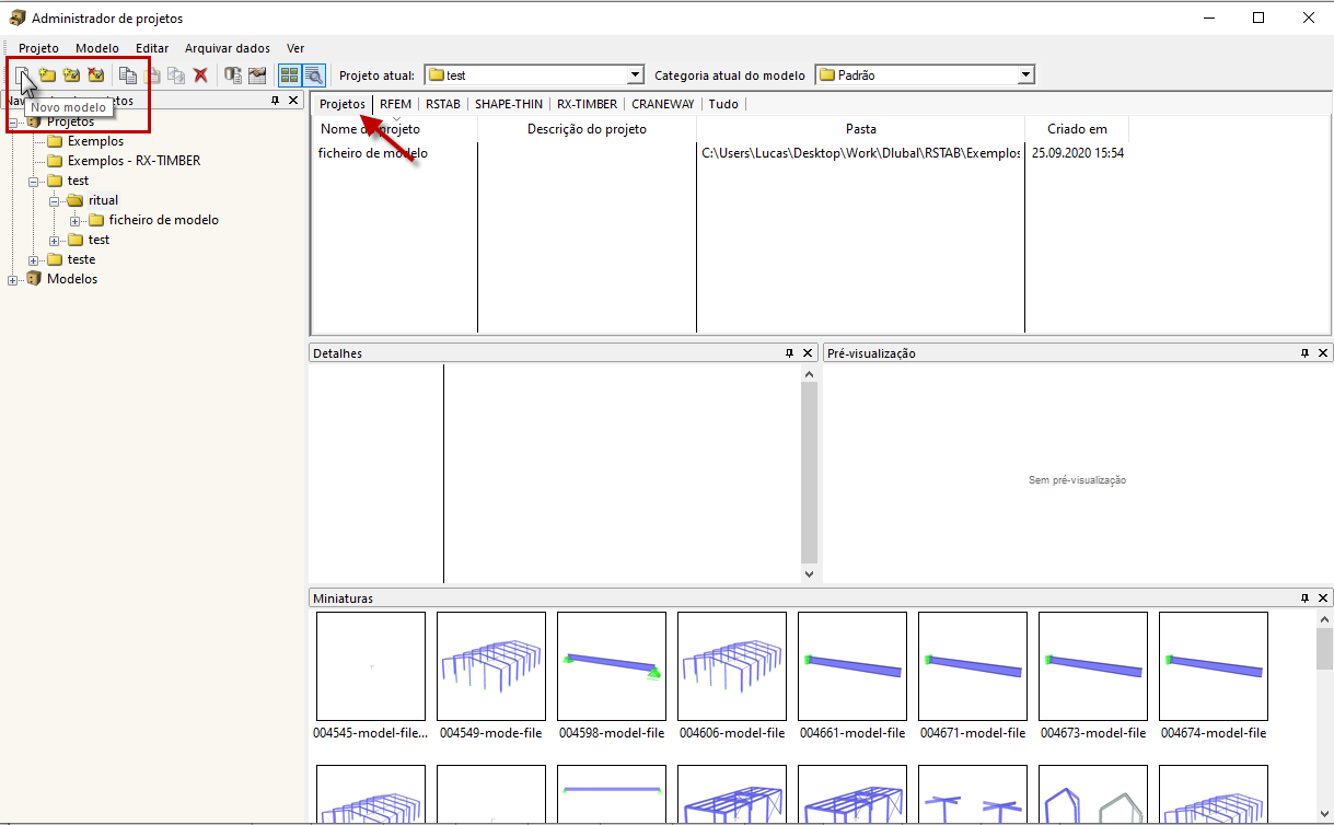Botão "Novo modelo" desativado