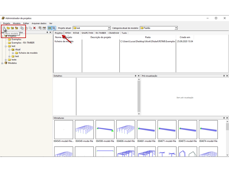 Botão "Novo modelo" desativado