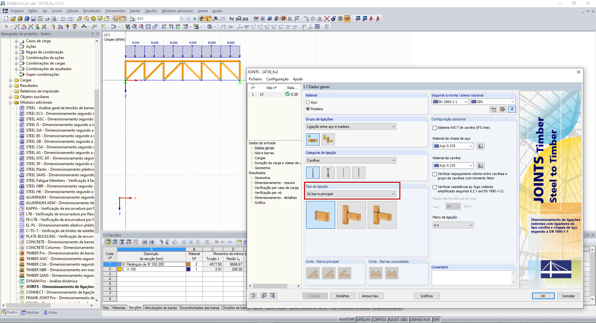 Módulo adicional – Tipo de ligação "Só barra principal"