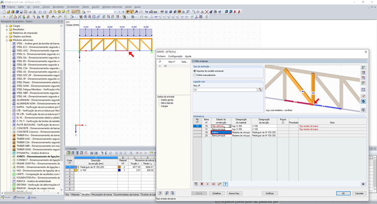 Módulo adicional – Introdução de estrutura com barras inativas