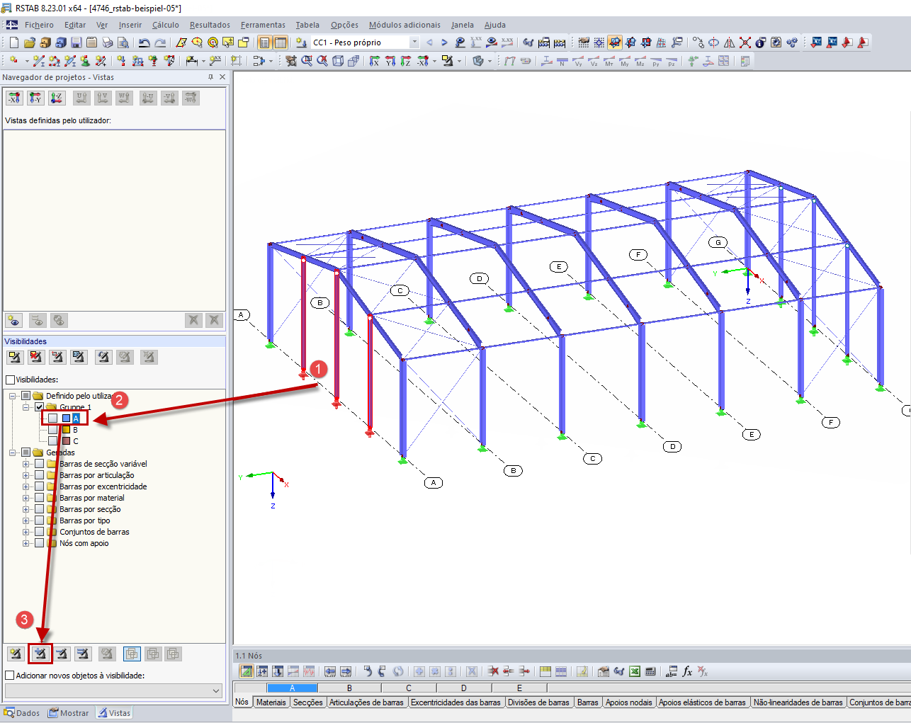 Adicionar objetos selecionados à visibilidade selecionada definida pelo utilizador