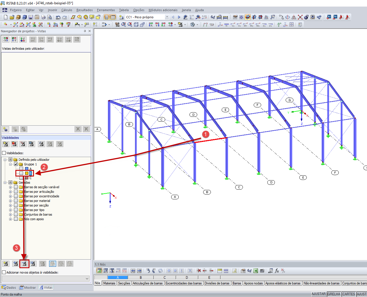 Remover objetos selecionados da visibilidade selecionada definida pelo utilizador