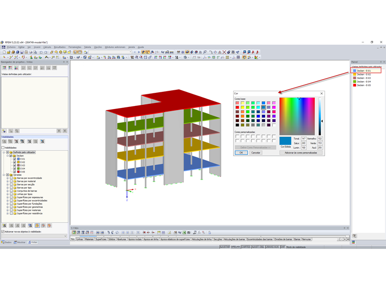 Alteração das cores do ecrã no painel