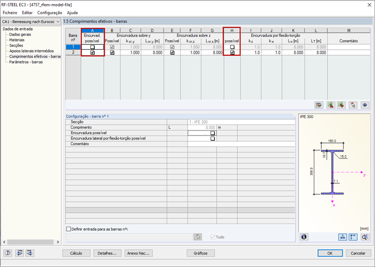 Desativação da encurvadura/encurvadura por flexão-torção