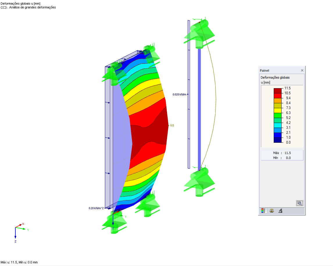 Deformação de acordo com a grande deformação Cálculo