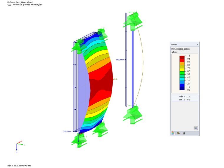 Deformação de acordo com a grande deformação Cálculo
