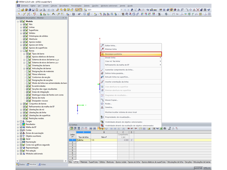 Função "Decompor polilinha"