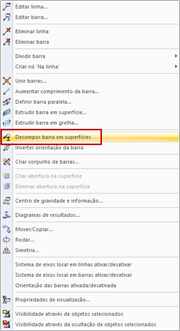 Menu de atalho: gerar superfícies de barras