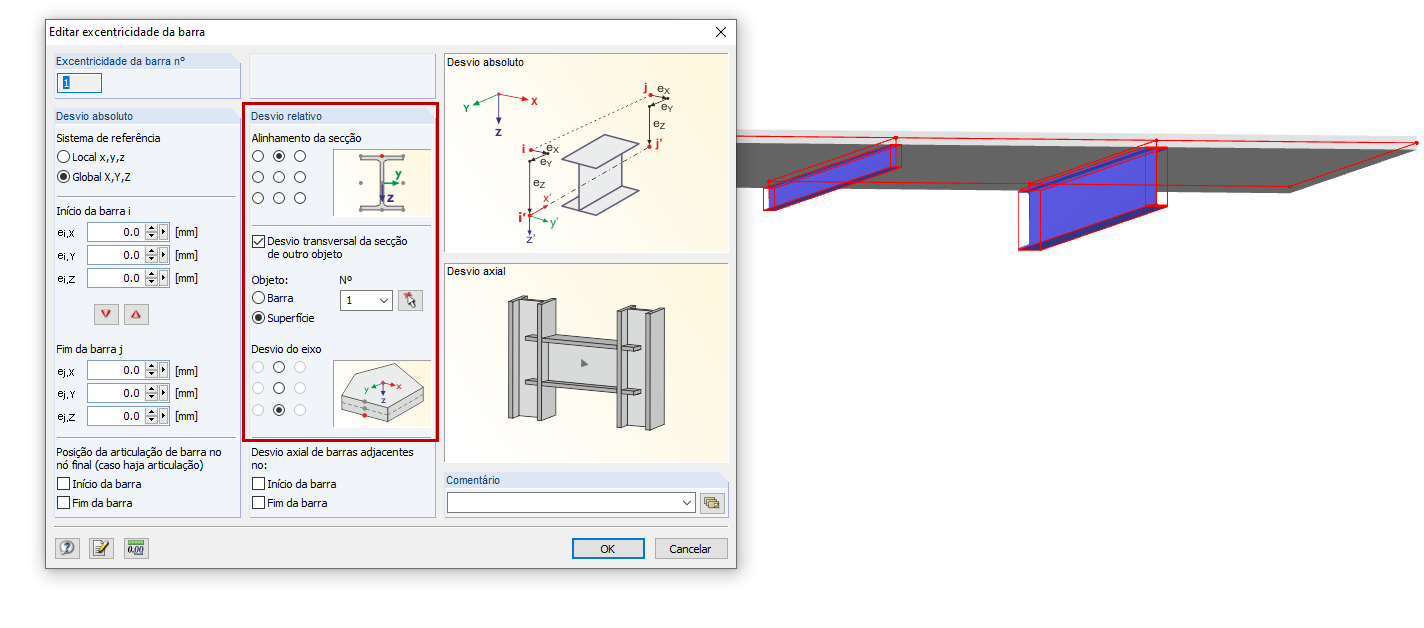 Editar excentricidade de barra