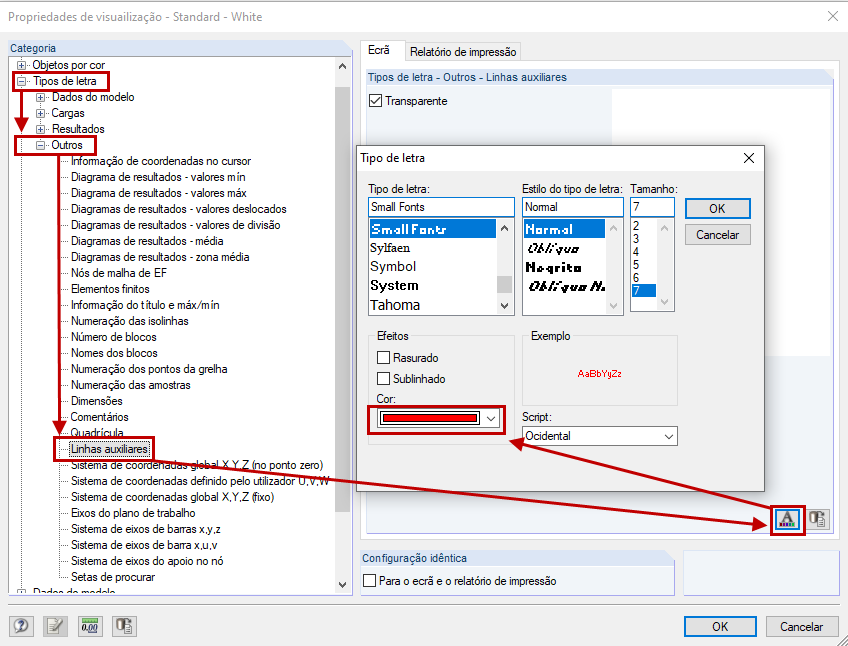 Propriedades de representação