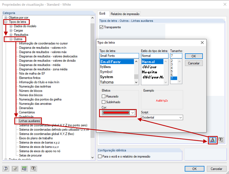 Propriedades de representação
