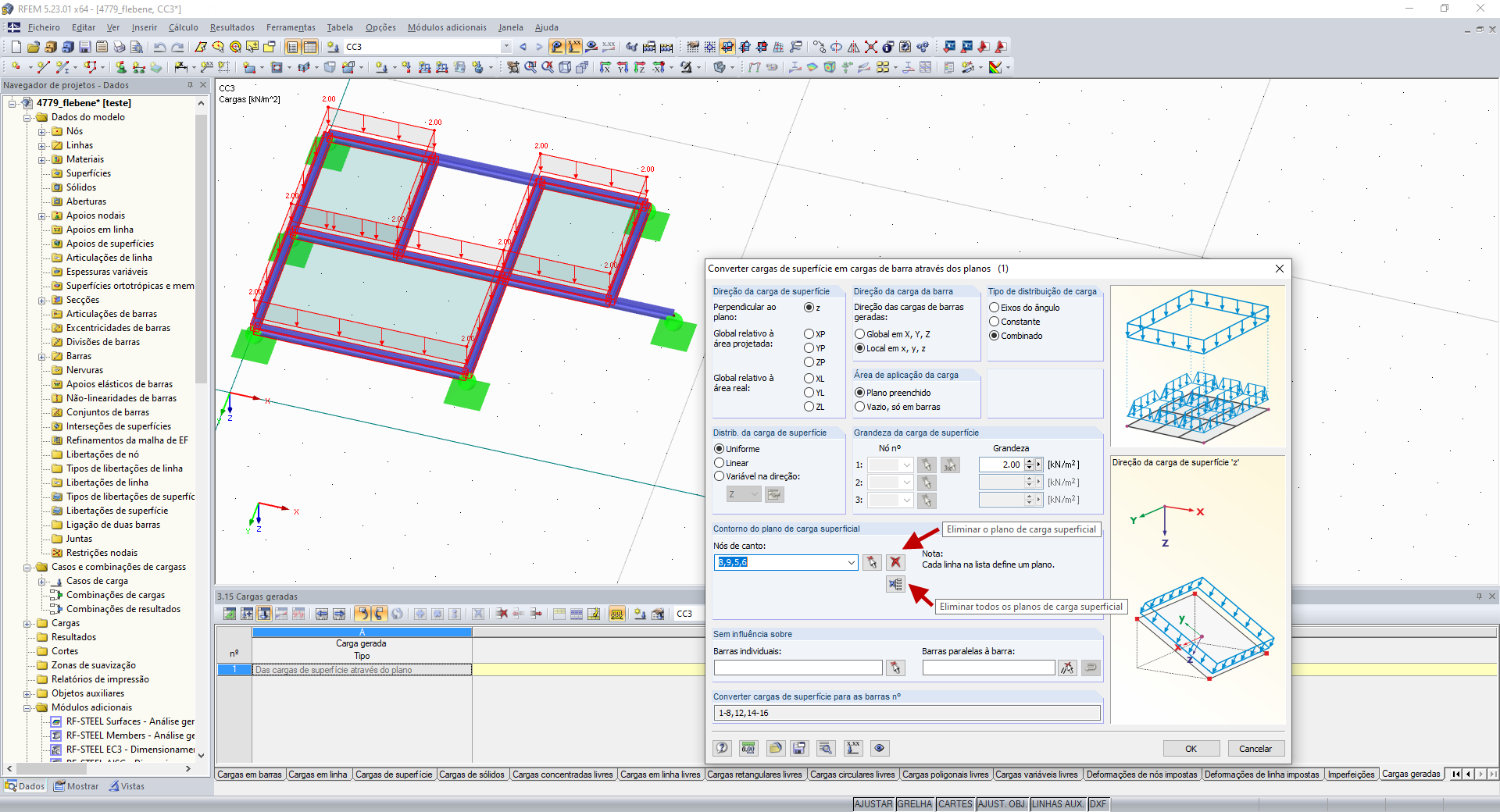 Eliminar plano(s) de carga superficial