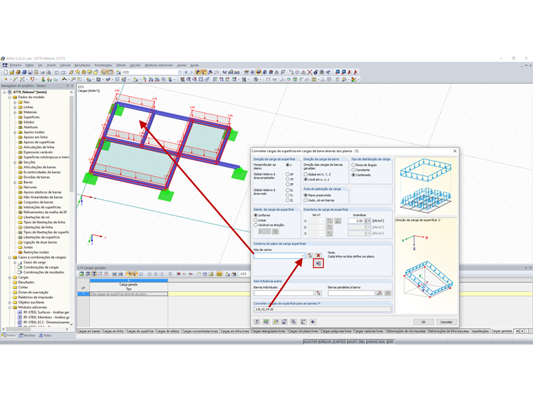 Plano de carga superficial atual eliminado