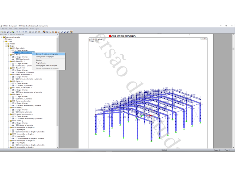 Eliminar o gráfico do relatório de impressão através do Navegador do relatório de impressão