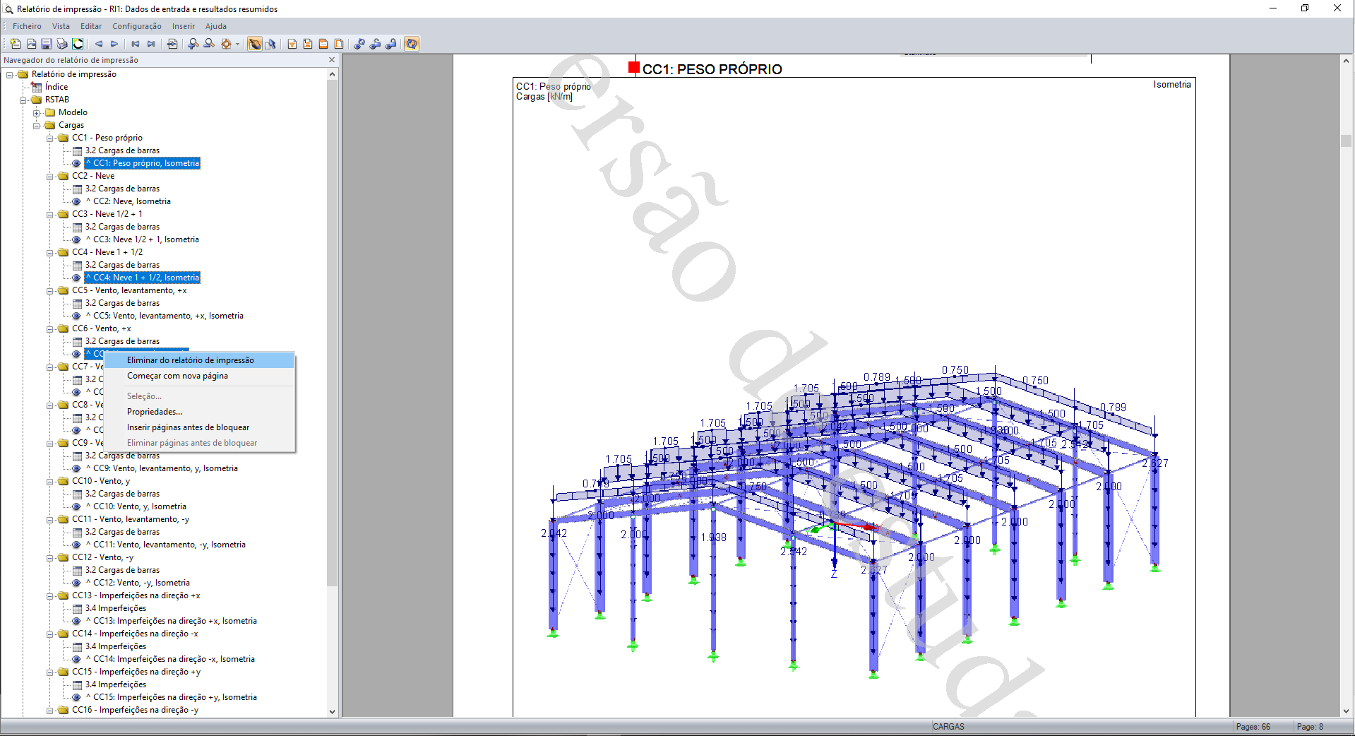 Eliminar vários gráficos do relatório de impressão