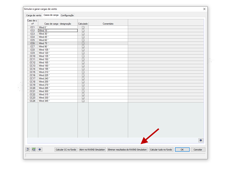 Eliminar resultados do RWIND Simulation