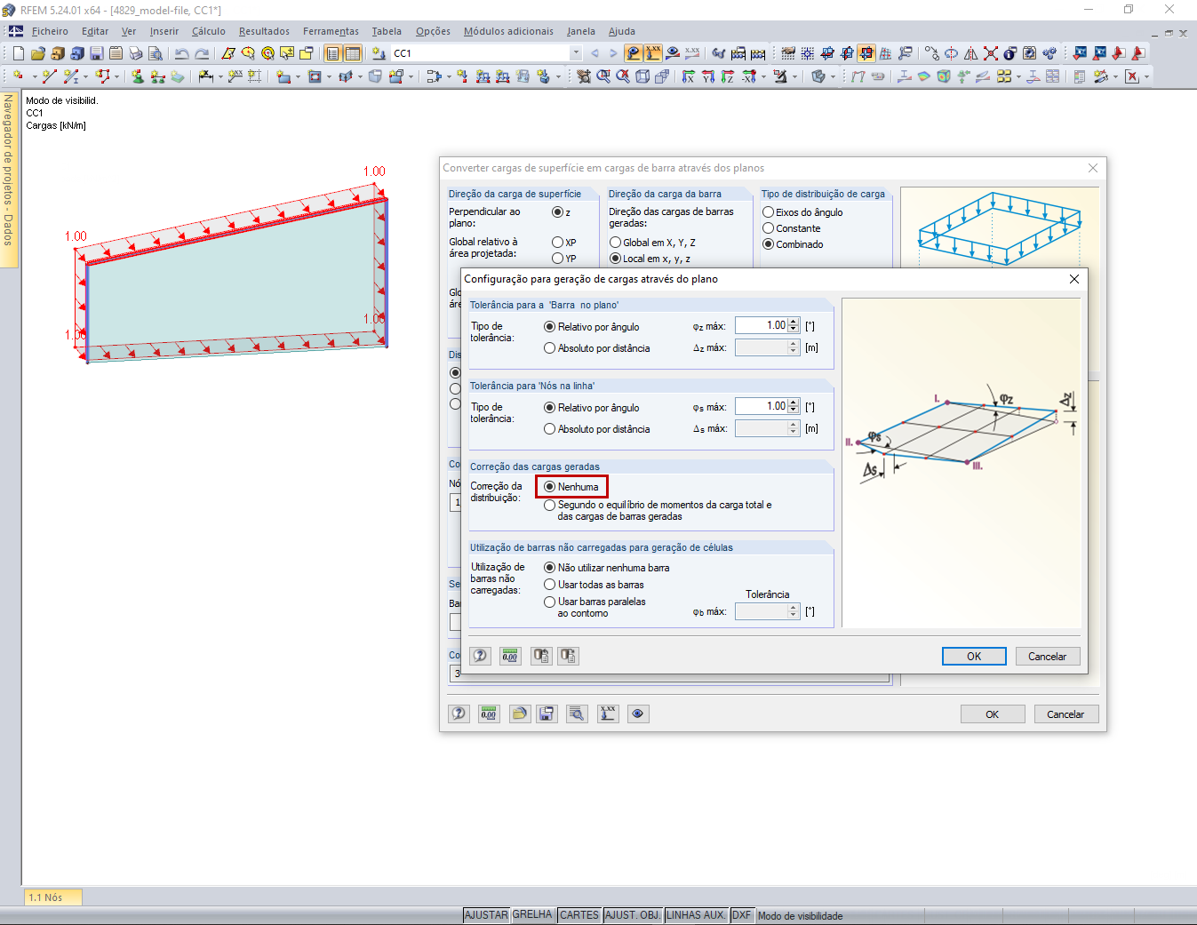 Configuração para geração de cargas através do plano