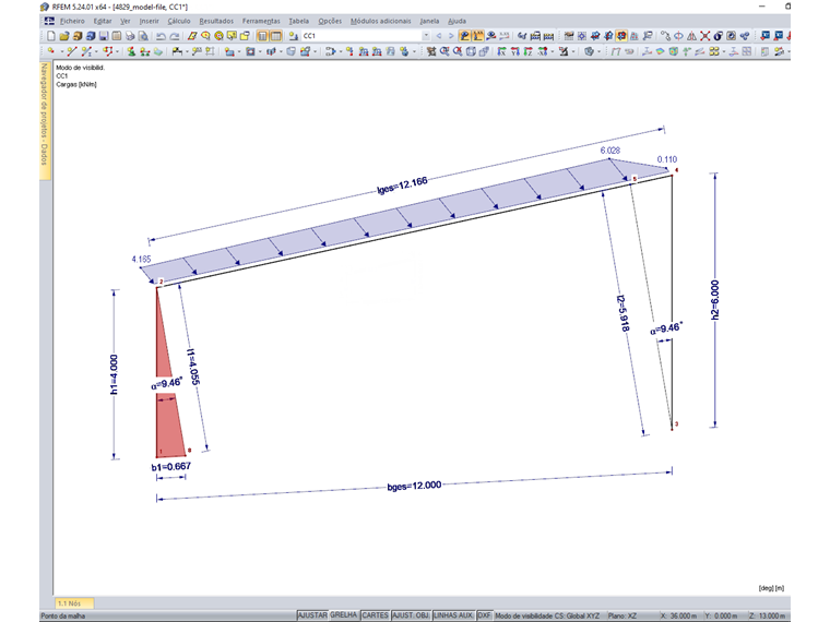 Carga de barra gerada a partir de uma carga de superfície