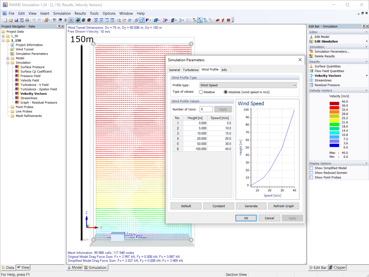 Túnel de vento com altura de 150 m