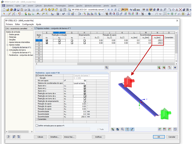 Ajuste da excentricidade no módulo adicional