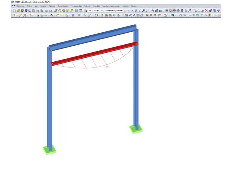 Distribuição do momento fletor da viga-parede
