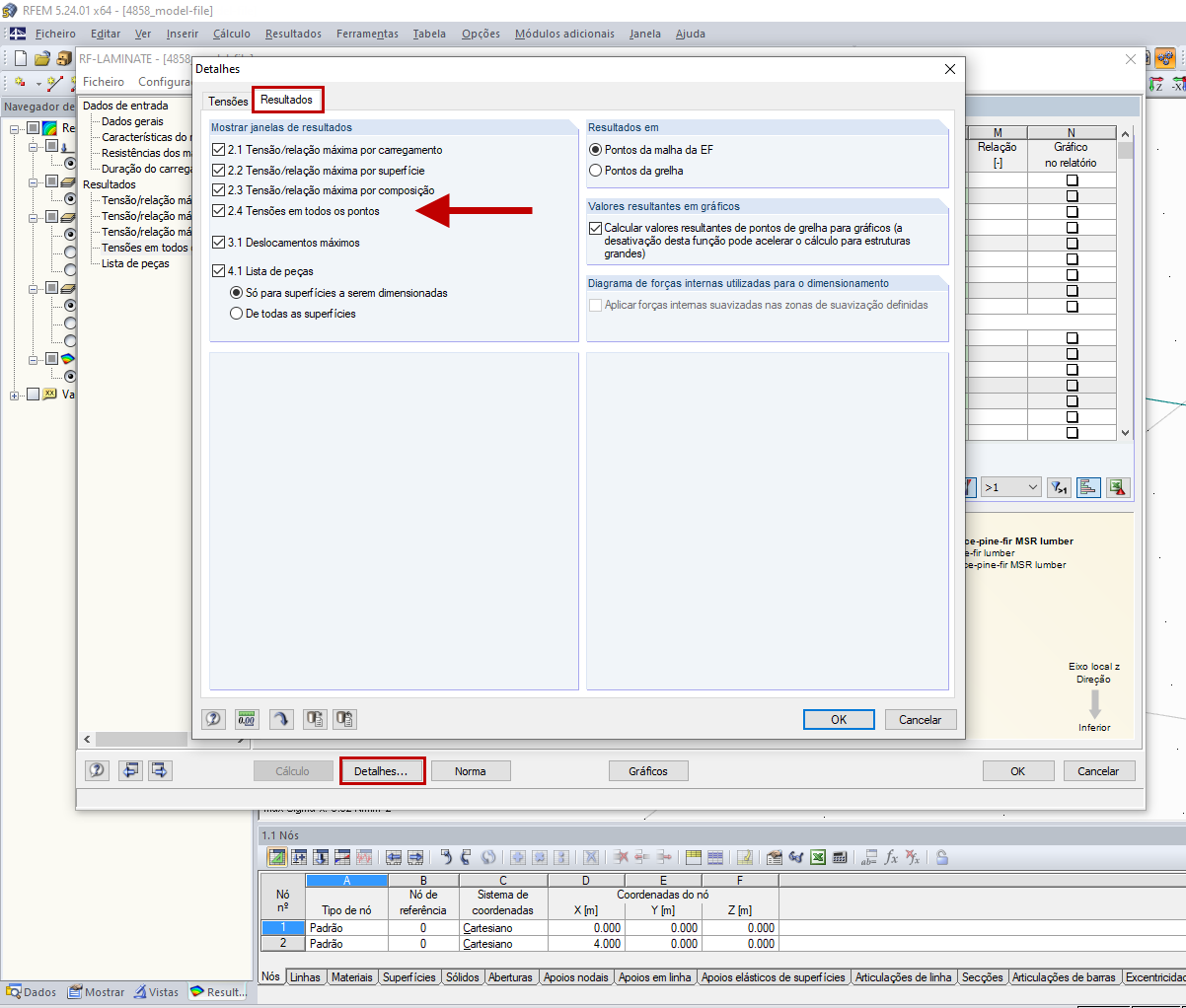 Spannungen punktweise anzeigen