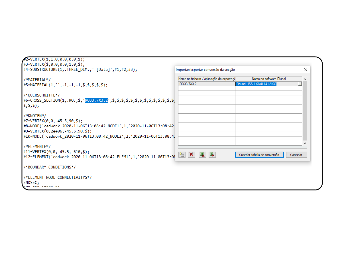 Conversão de secções