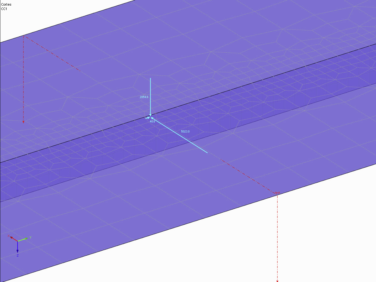 Resultante de um corte de teste no RFEM