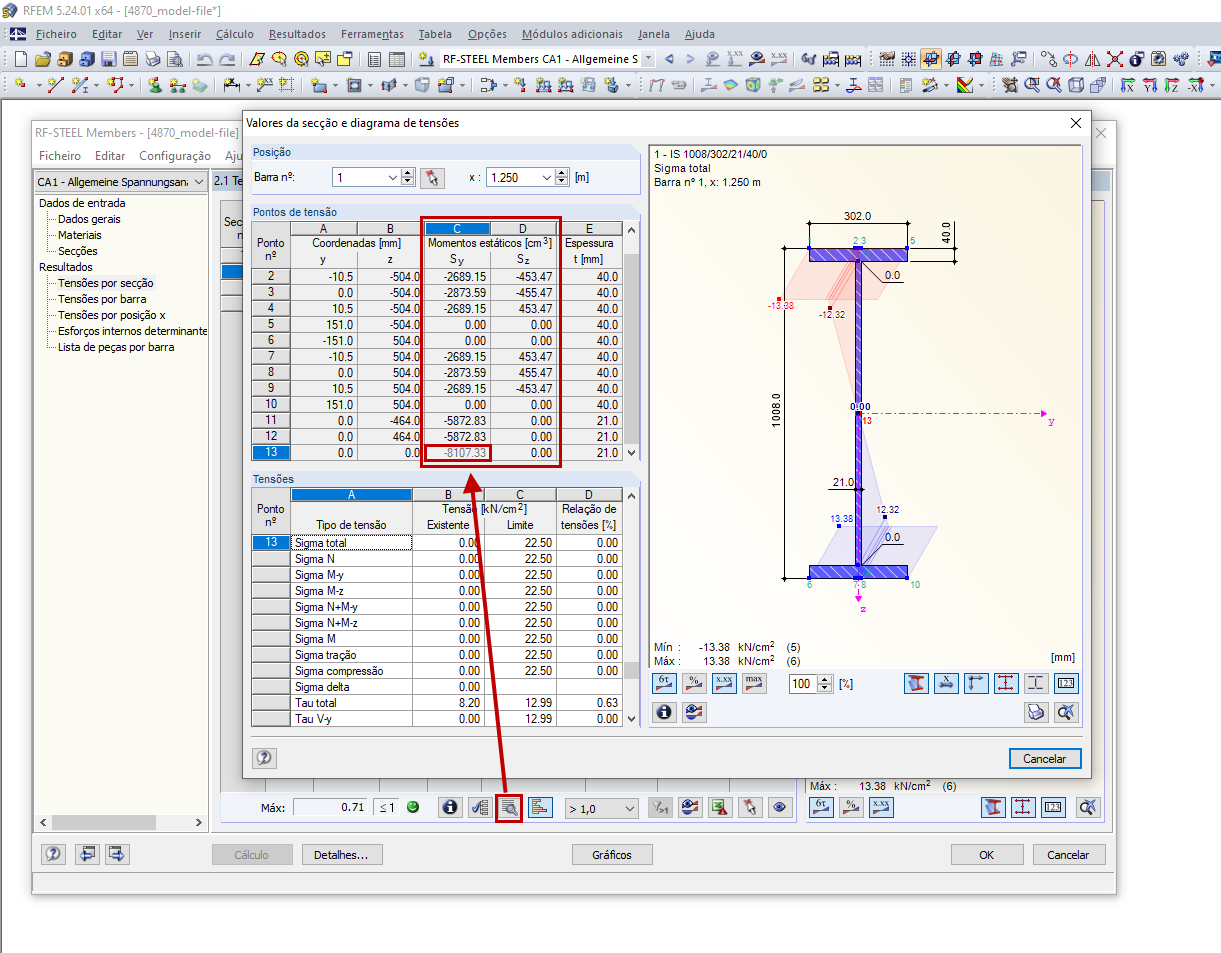 Momentos estáticos no RF-/STEEL