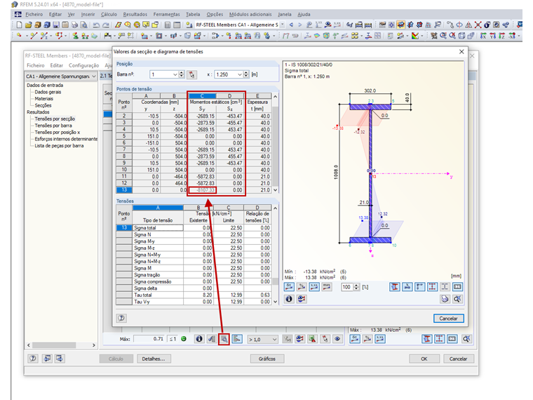 Momentos estáticos no RF-/STEEL